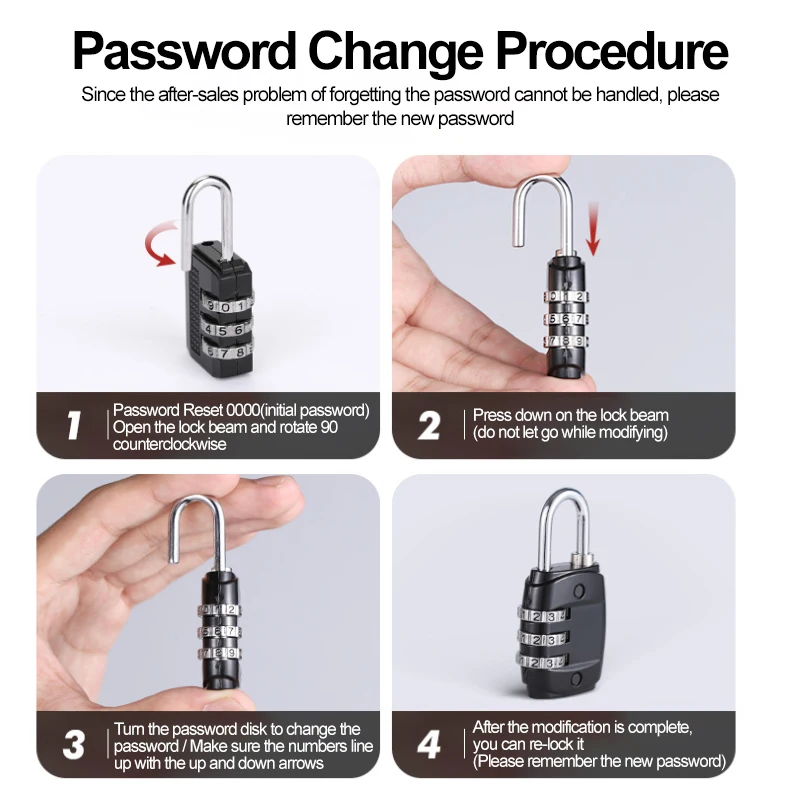 Combination Lock for Luggage and Travel - Secure Metal Password Padlock with 4-Digit Code