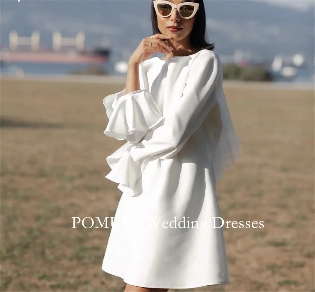 

POMUSE Chic Sustainable Joy Wedding Dresses Mini Low Back Engagement Wedding Bride Gown Custom Made Vestido De Novia for Women