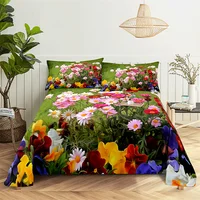Flower Plants Queen Size Sheet Set Kid's Room Flower Bedding Set Bed Sheets and Pillowcases Bedding Flat Sheet Bed Sheet Set 1