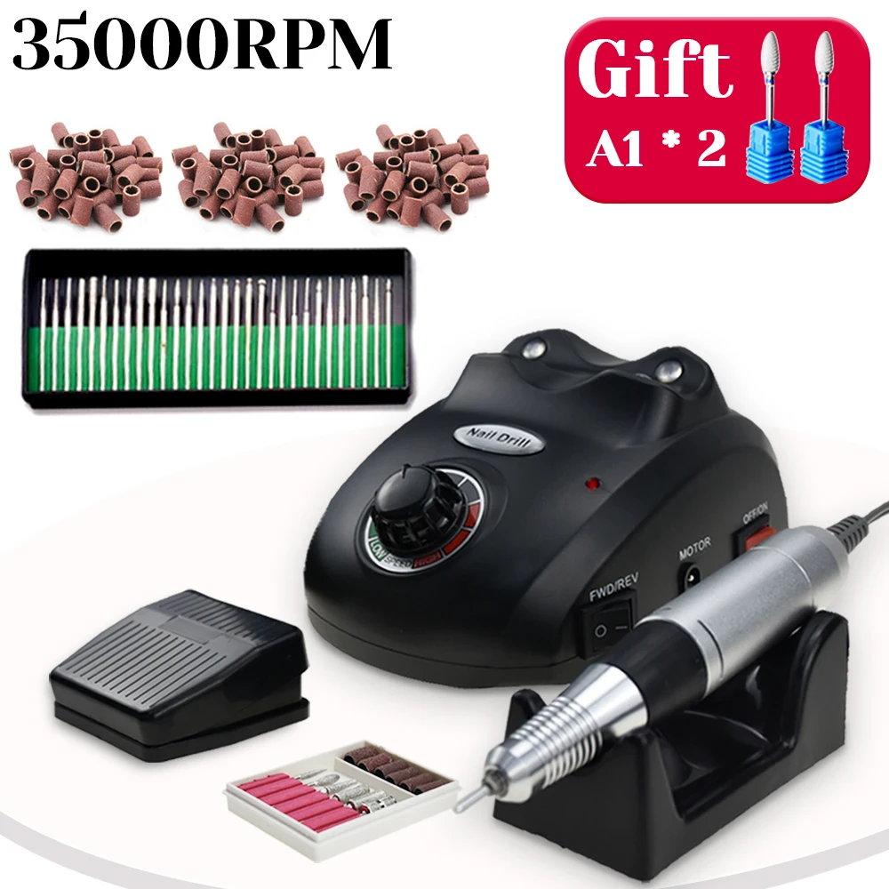 

35000 об/мин профессиональный электрический бесшумный маникюрный станок с шлифовальной лентой набор сверл для ногтей аксессуары для ногтей высокое качество подарок