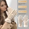 Cute Padded Touch Screen Gloves Women Winter Fleece Thickened Warm Cycling Mountaineering Skiing Plush Cotton Waterproof Glove 6