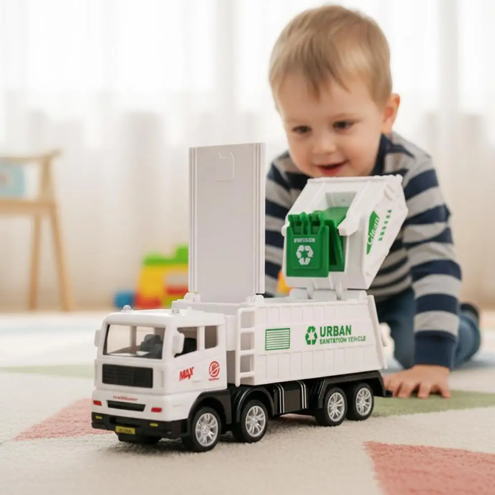 Inertia Garbage Truck Toy For Kids Realistic Recycling Sanitation Vehicle With Trash Cans Role-Play Educational Gift - 2