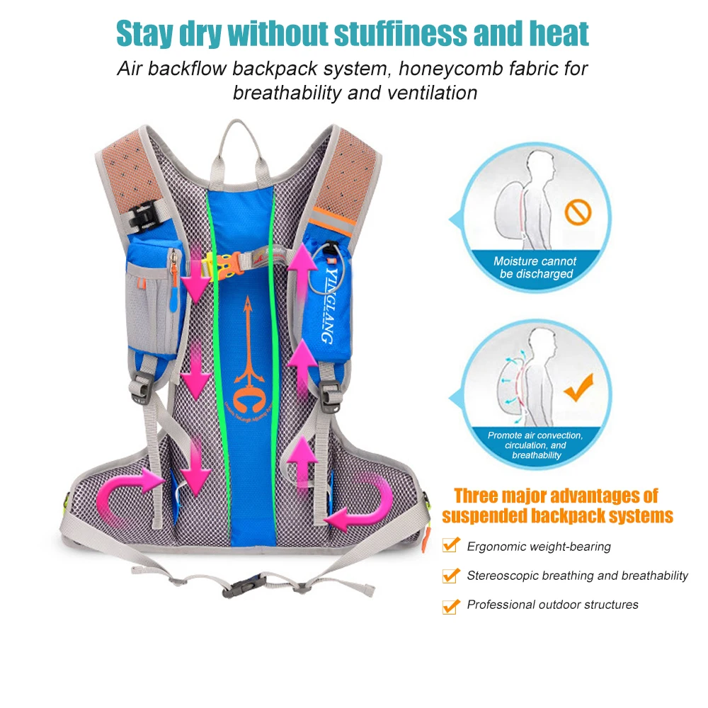 Hydration Backpack with Reflective Stripes, Waterproof Helmet, Water Backpack for Running, Hiking, Unisex, 1Pc 5