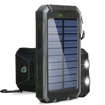 Solar Power Bank 200000mAh Batteria portatile a luce LED Caricatore USB esterno PowerBank impermeabile da viaggio per IPhone Xiaomi Samsung