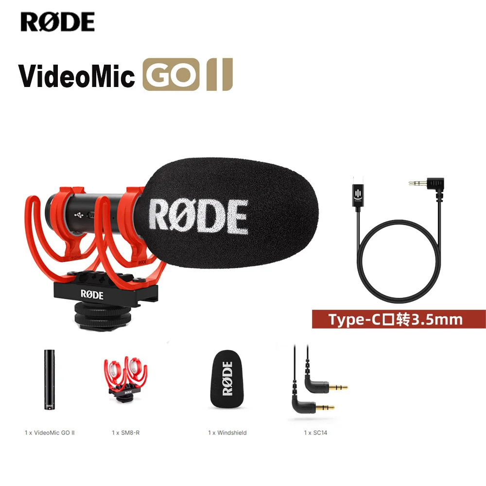 mic stand New Rode VideoMic GO II Microphone Professional Shotgun Mic for DSLR Smartphones Tablet Computer Video Live Recording Microfone condenser microphone Microphones