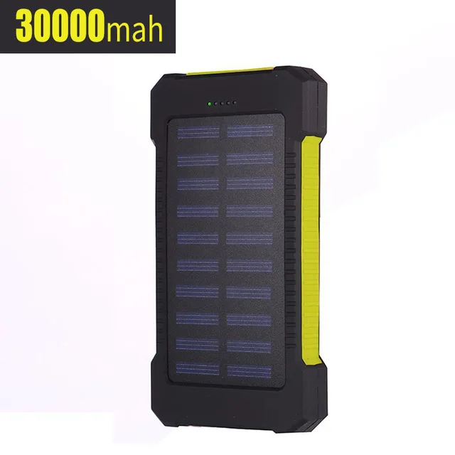 30000mAh Solar Fast Charging Power Bank Portable Waterproof External Battery with Flashlight for Outdoor traveling Xiaomi iPhone small power bank Power Bank