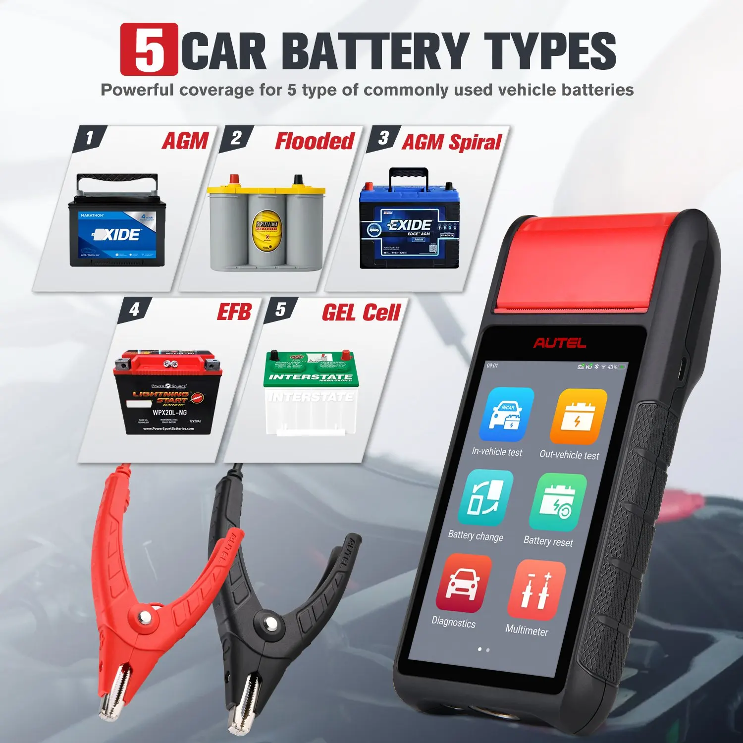 Autel MaxiBAS BT608 Intelligent Battery Health Cold Cranking Ability Electrical System Diagnostics Upgraded BT508/ BT506