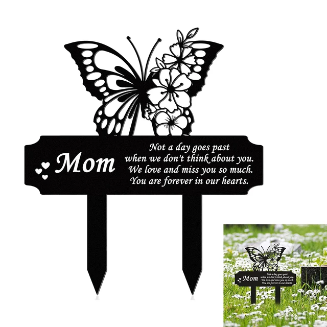 Fekete Sírkő Vas Szimpátia Sír Dekorációk Szabadban A Hátsó Udvar Pillangó Kerti Plakk Markerek Emléktáblák Gyep - Image 2