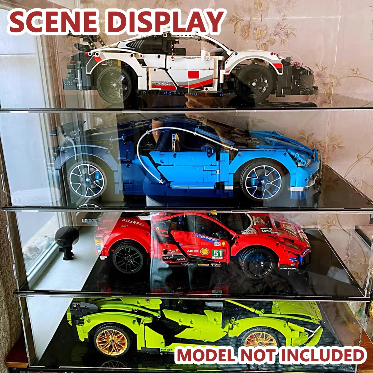 Acrylic Display Box 1:10 scale Suitable for 1:10 scale Model Cars Airplanes Building Block Toys