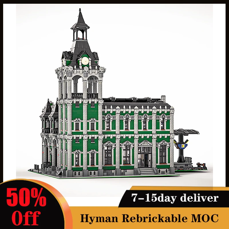 기차역 빌딩 블록 도시 거리 장면 모듈러 건설 블록 모델 MOC-37719 선물 12597 벽돌 벌크 모델 장난감
