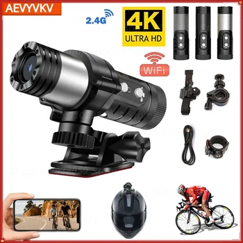 Telecamera portatile 4K Full HD Wifi Telecamere sportive impermeabili e anti-vibrazione Camma per casco da moto per bicicletta Torcia per videocamera