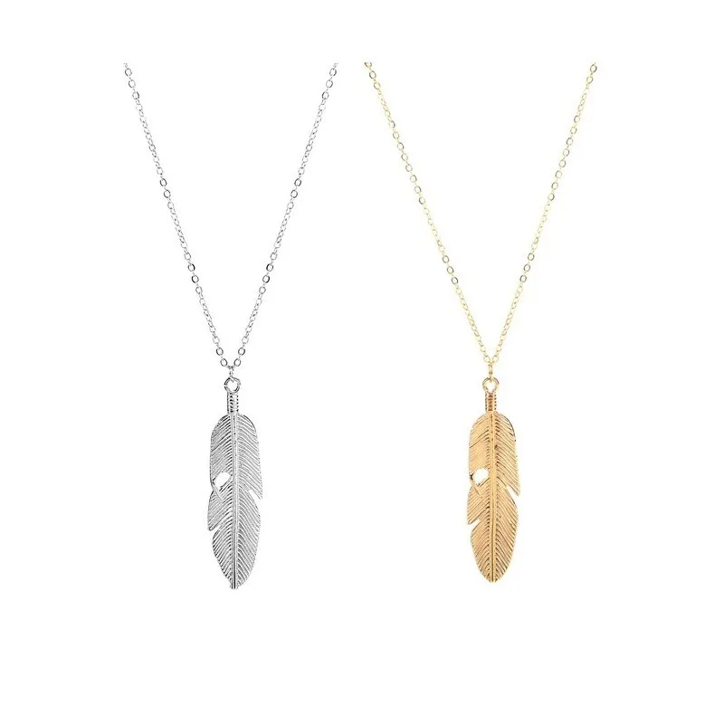 

Fashion Feather Necklace creative alloy autumn and winter sweater chain