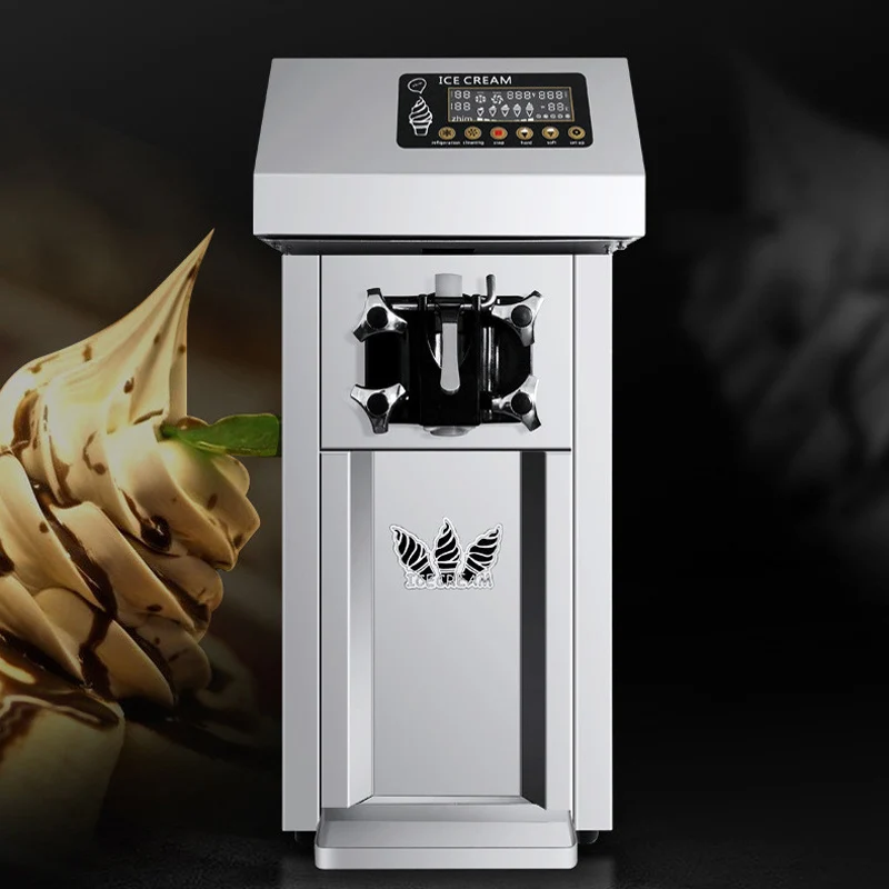 

Soft Ice Cream Machine For Used Dessert Shop Stainless Steel Single Head Pre cooling Fresh keeping