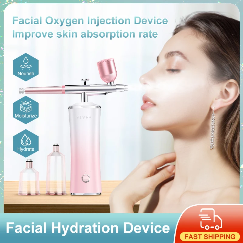 VLVEE Nano Oxygen Injection Instrument Facial hydration device 0.25mm Spray Gun 3 Levels Adjustable Pressure Moisturizing Skin