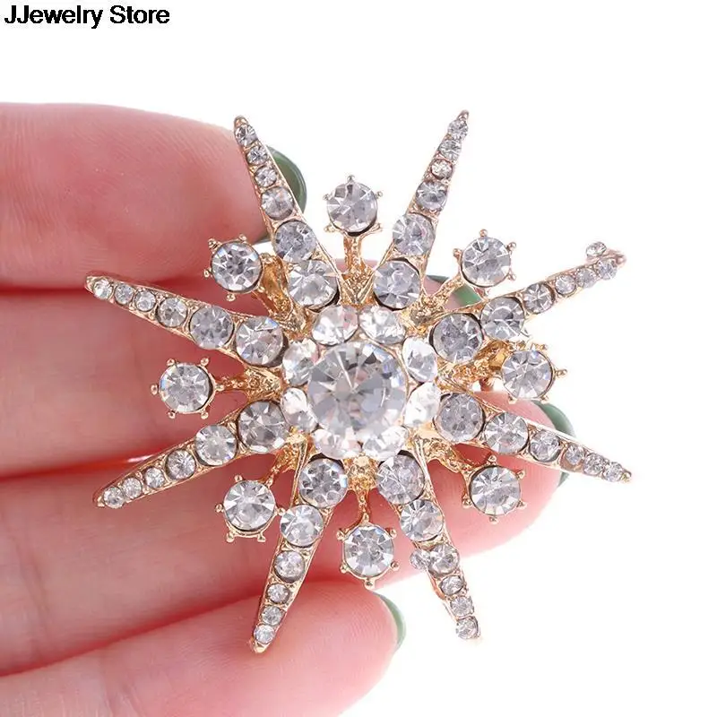 

Wedding Snowflake Diamante Brooch Rhinestone Crystal Broach Pin Xmas Gift Fashion Women Brooches