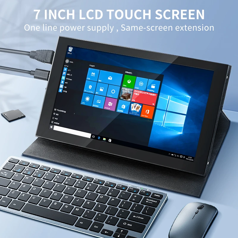 Compatível com Hdmi Tela Lcd com Suporte Case Mini Monitor Ips Touch Screen Raspberry pi Windows pc Display 1024x600 7 - Imagem 3