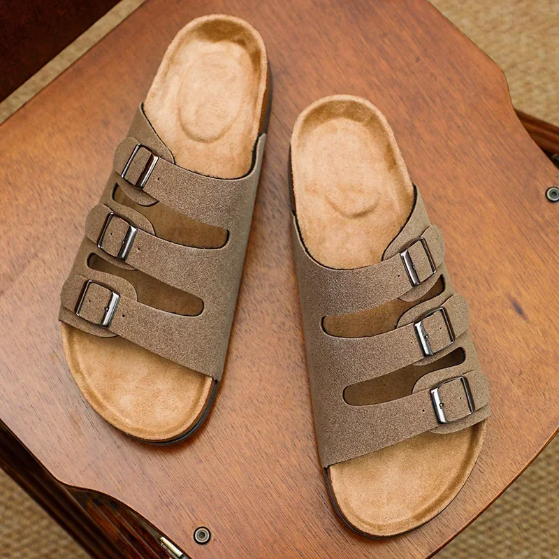 Summer men's and women's slippers 35-46 outdoor large size casual high-end cowhide sandals, waterproof beach shoes