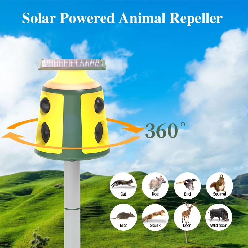 360 °   PIR 적외선 주파수 초음파 LED 플래시 라이트 알람 동물 퇴치..