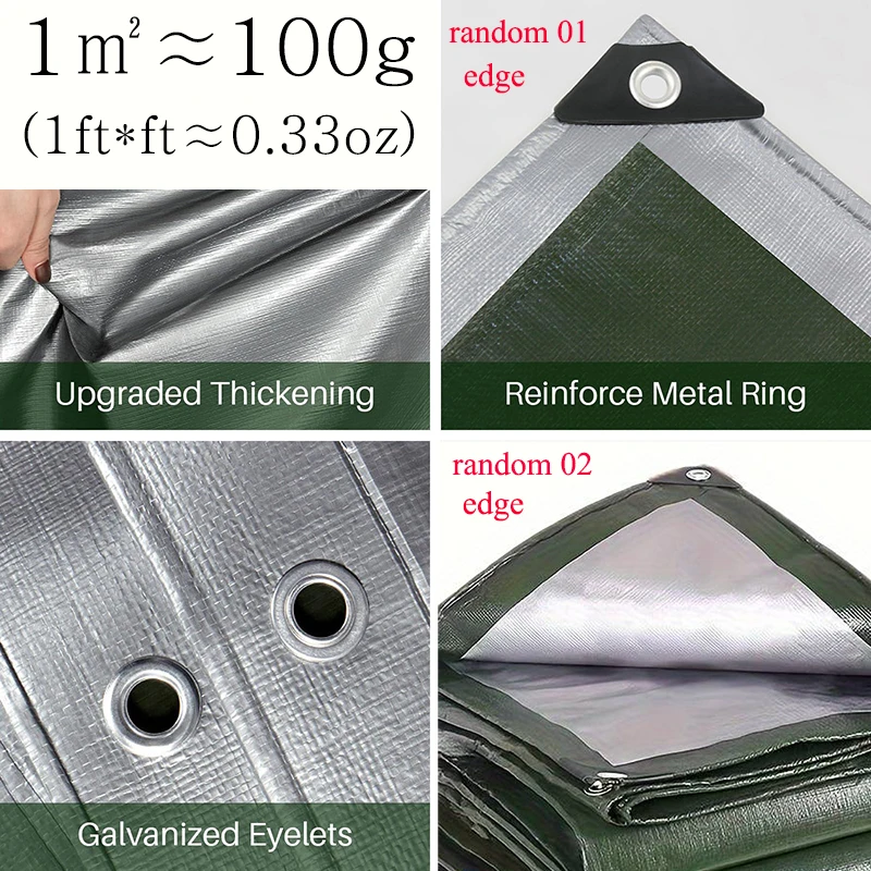 3*3 4 5 6 4m&times;4 8 10 20 Waterproof Tarpaulin Tent Tarp Garden Rain Cover Uv Block Sun Shade Camping Car Awning