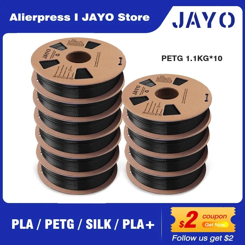 JAYO ABS/PLA META/PETG/soie/TPU/bois/arc-en-ciel/marbre Filament d'imprimante 3D 1.75mm 10 rouleau de matériaux d'impression 3D pour imprimante 3D