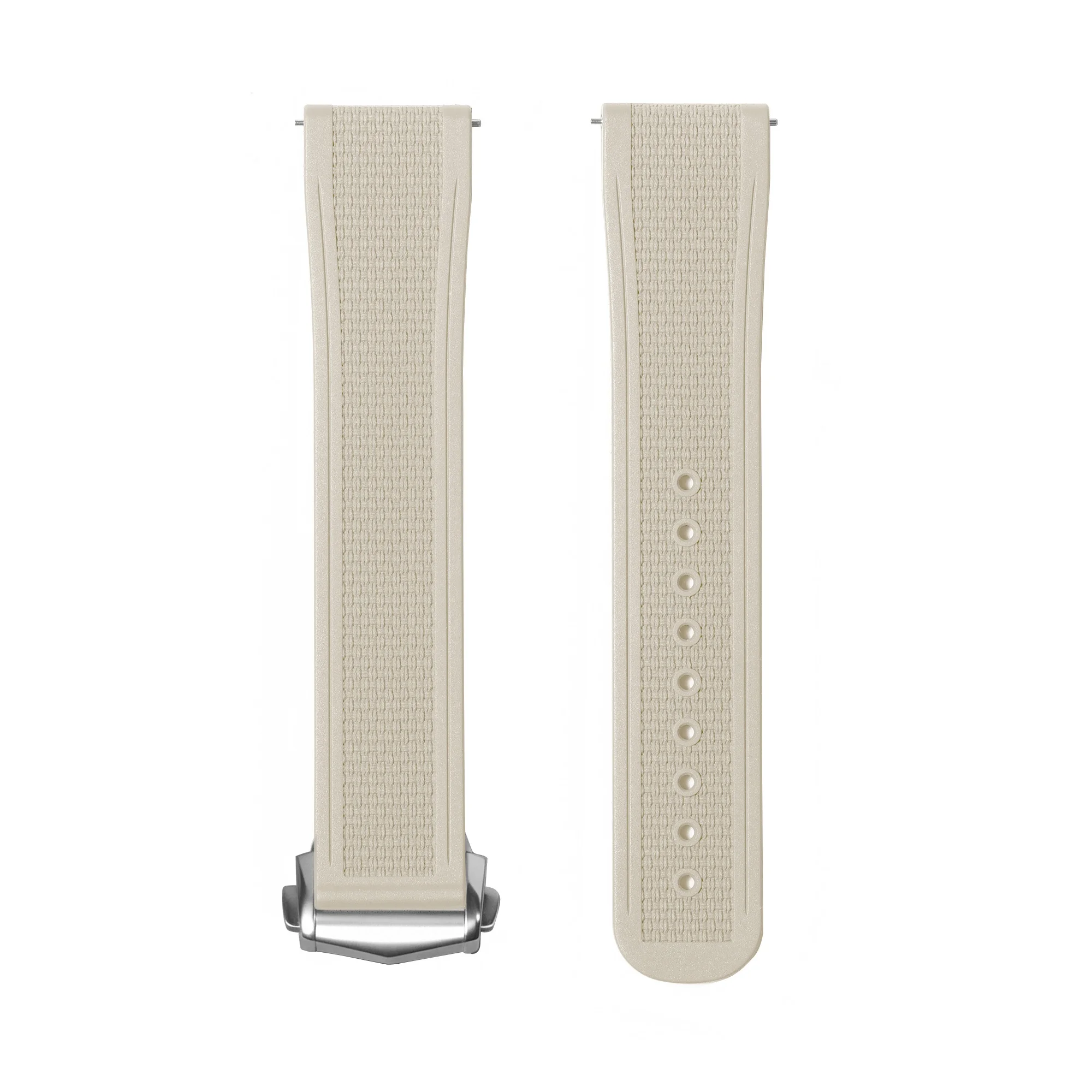Deluxe FKM Rubber Watch Strap with Deployant Clasp - Dustproof & Sweat-proof