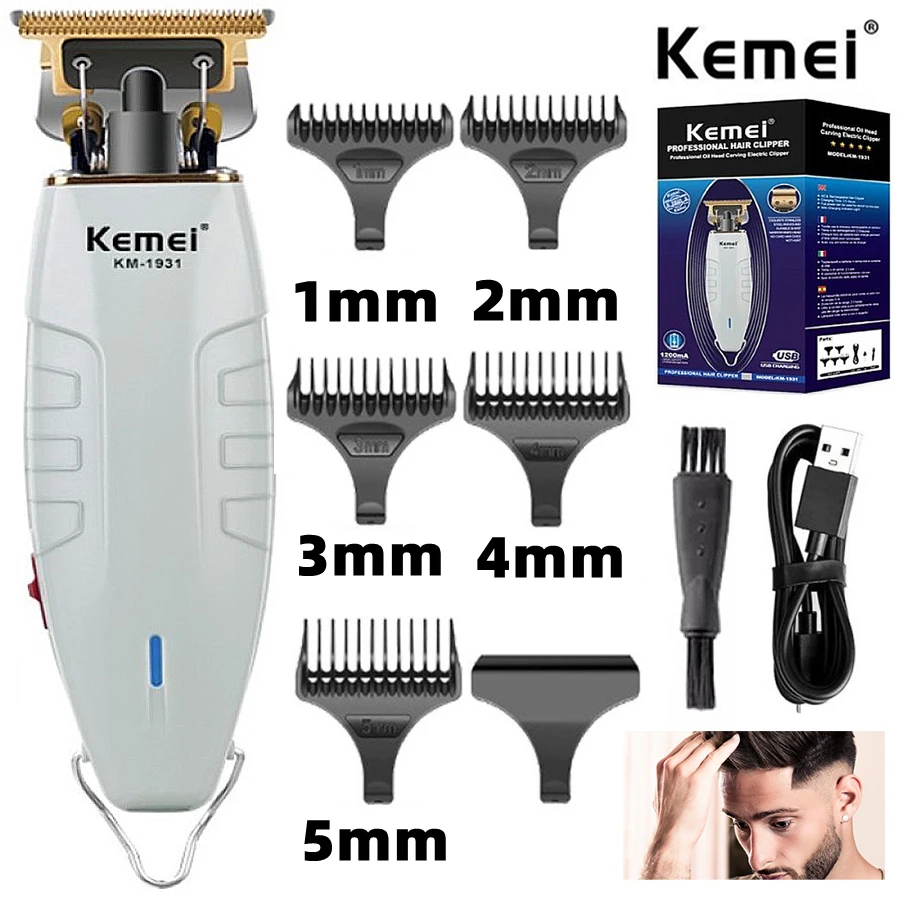 

Kemei KM-1931 Professional Hair Clipper Barber Hair Trimmer for Men Retro Buddha Cordless Edge Electric Hair Cutting Machine