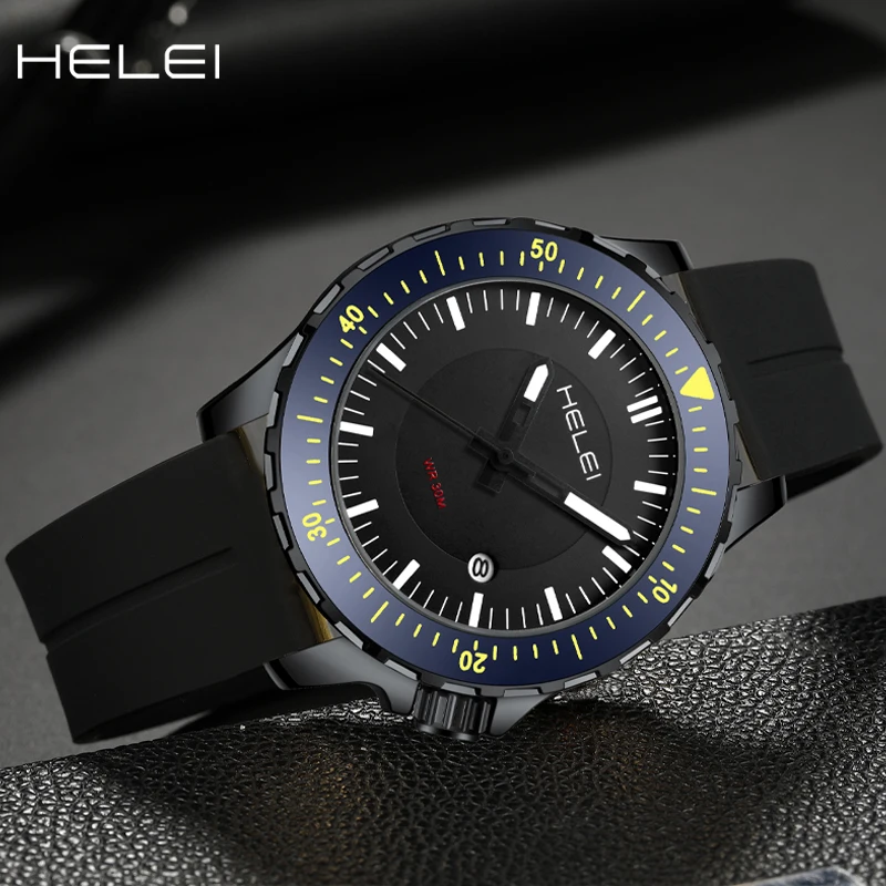 HELEI new simple personality jazz series quartz movement 2024 men's quartz watch men's waterproof wristwatch