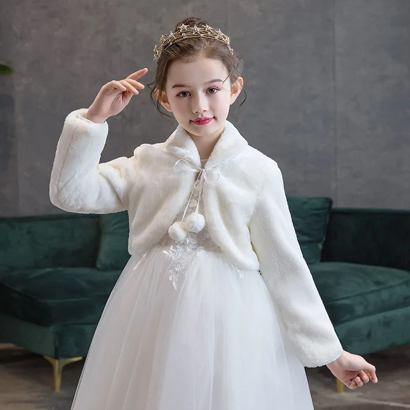 Kids Jackets Kids Coats Girls Plush Jacket Princess Warm Cape Children Wedding Birthday Party Long Sleeves Clothing