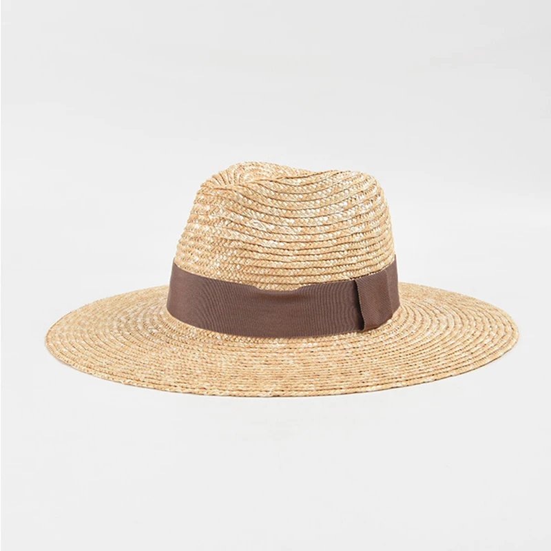 

Designer style Natural Panama Natural Straw Hat Summer Women/Men Wide Brim Beach Sun Cap UV Protection Fedora Birthday Gift