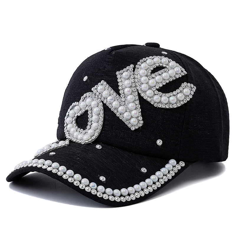Hot Sale New Women Y2K Cap Baseball Cap Outside Women Shiny Pearl Love Letter Decoration Cap Female Trendy Hat