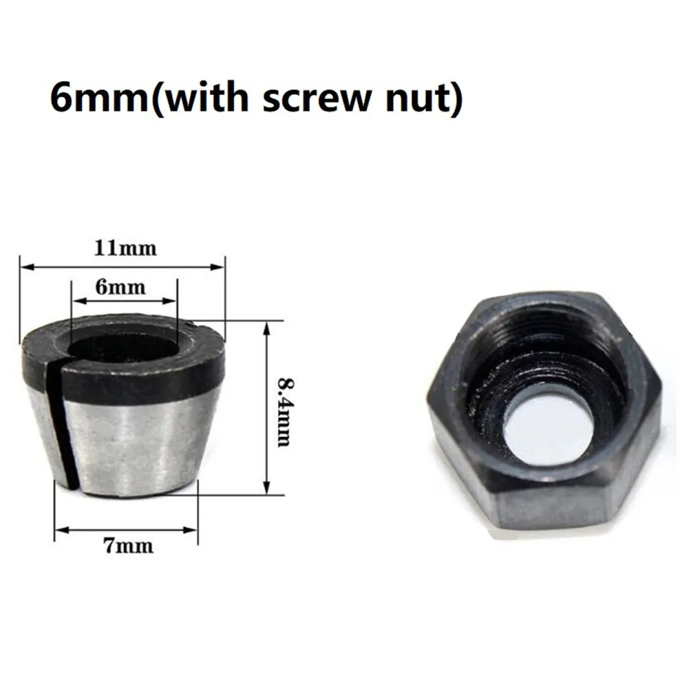 

13mm×12mm×7mm/0.51in×0.47in×0.28in Collet Chuck Adapter With Nut 13mm×12mm×8mm/0.51in×0.47in×0.31in Durable New