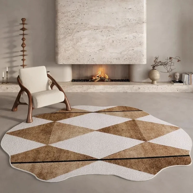 Retro Irregular Living Room Large Area Carpet Geometric Pattern Bedroom Carpet Brown Home Rug Creative Design Minimalist Rugs IG 3