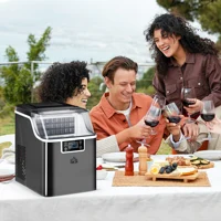 HOMCOM Machine à glaçons, 20 kg en 24h, 24 glaçons en 14-18 min, taille de glaçon réglable, ice maker portable avec fonction autonettoyante, peut charger seau d'eau, pour maison, cuisine, bar, noir 2