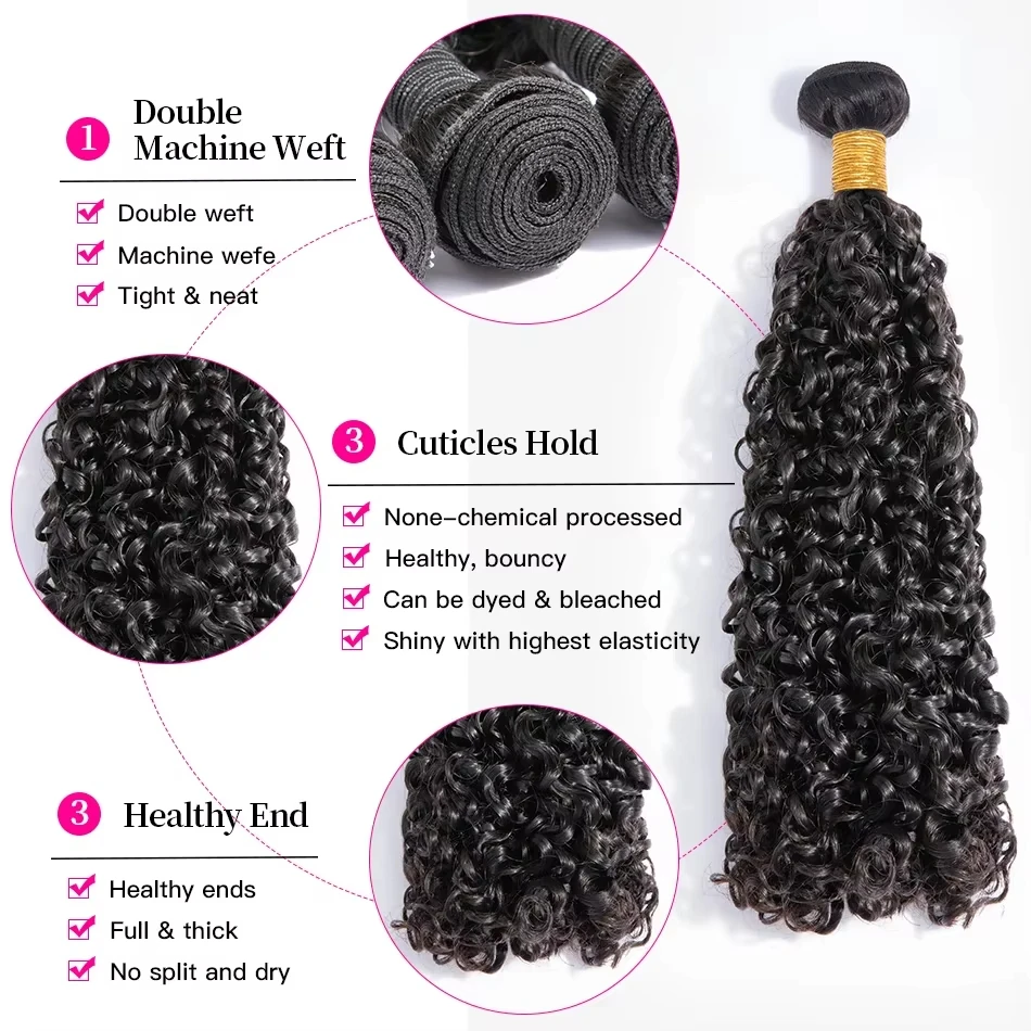 Deep Wave Human Hair Bundles Burmese Curly Hair Bundles 100% Human Hair Water Wave Original Natural Hair Extensions 1/3/4 Pieces