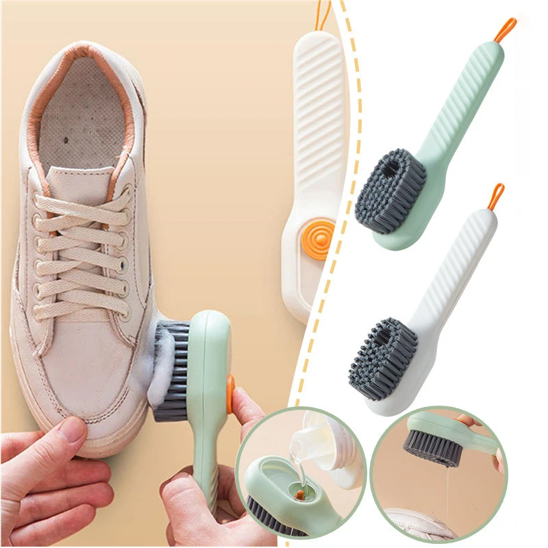 Shoe Brush with Handle Automatic Liquid Multifunctional Soft Cleaning Brush  Shoe Cleaner Sneaker Slipper Household Cleaning Tool - AliExpress