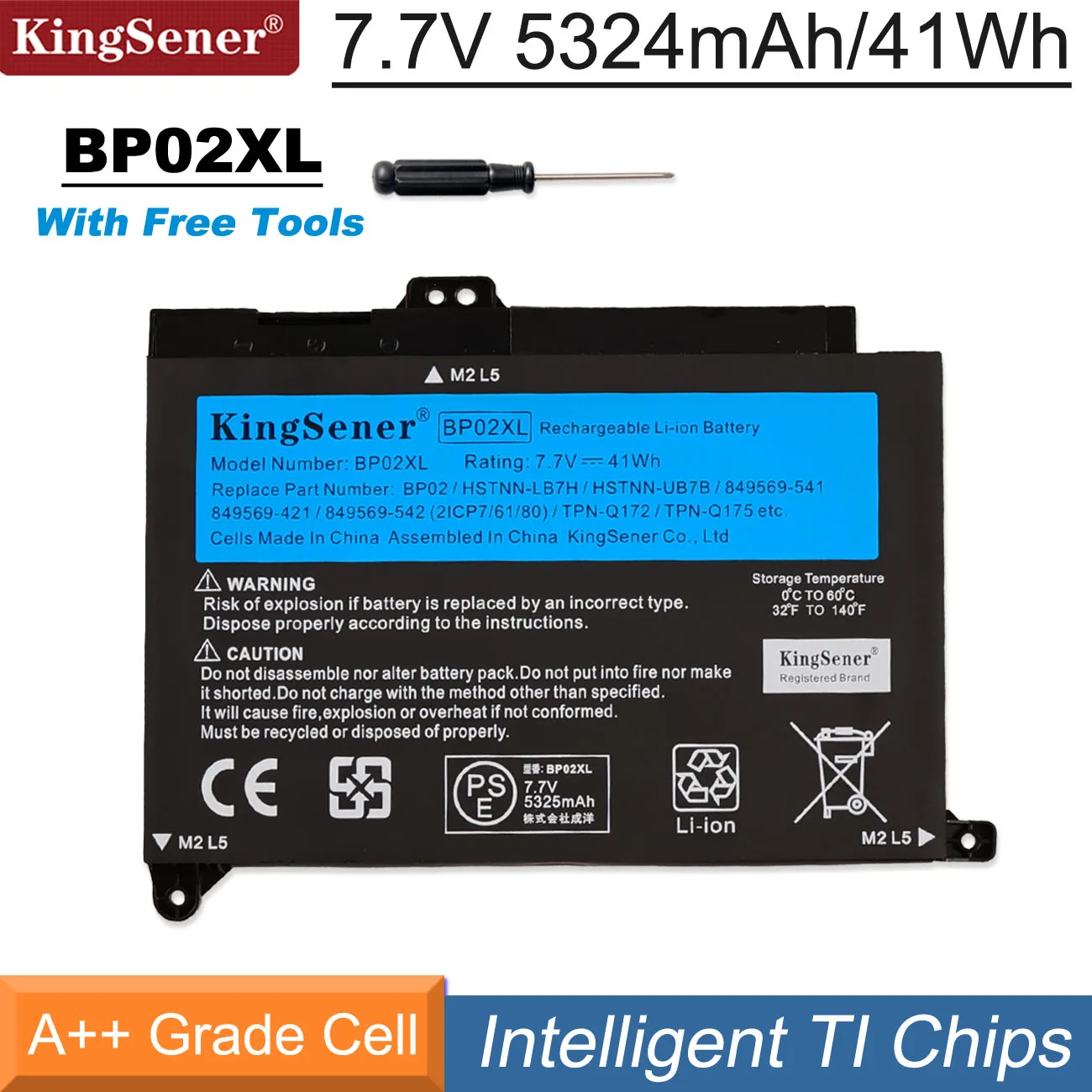 Bateria Bp02xl do Portátil de Kingsener 7.7v 5150mah para hp Pavilion pc 15 15-au 849909850 849569421 Hstnn-lb7h Bp02041xl Hstnn-ub7b