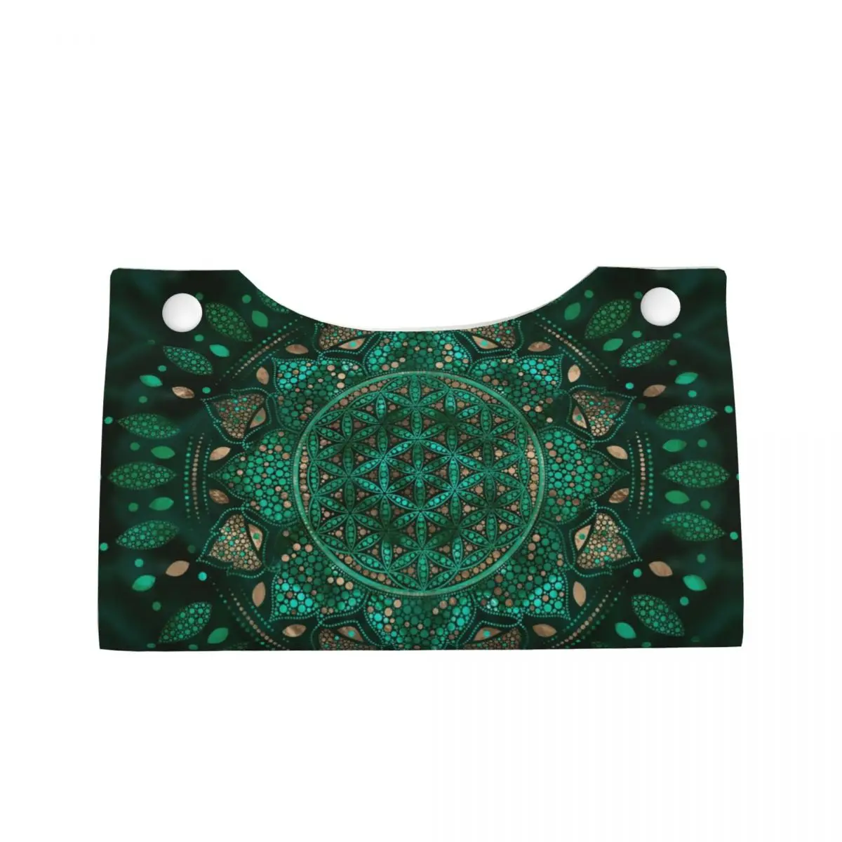 Custom Flower Of Life Dot Art Facial Tissue Box Cover Rectangular Mandala Geometric Pattern PU Leather Tissue Box Holder for Car 2