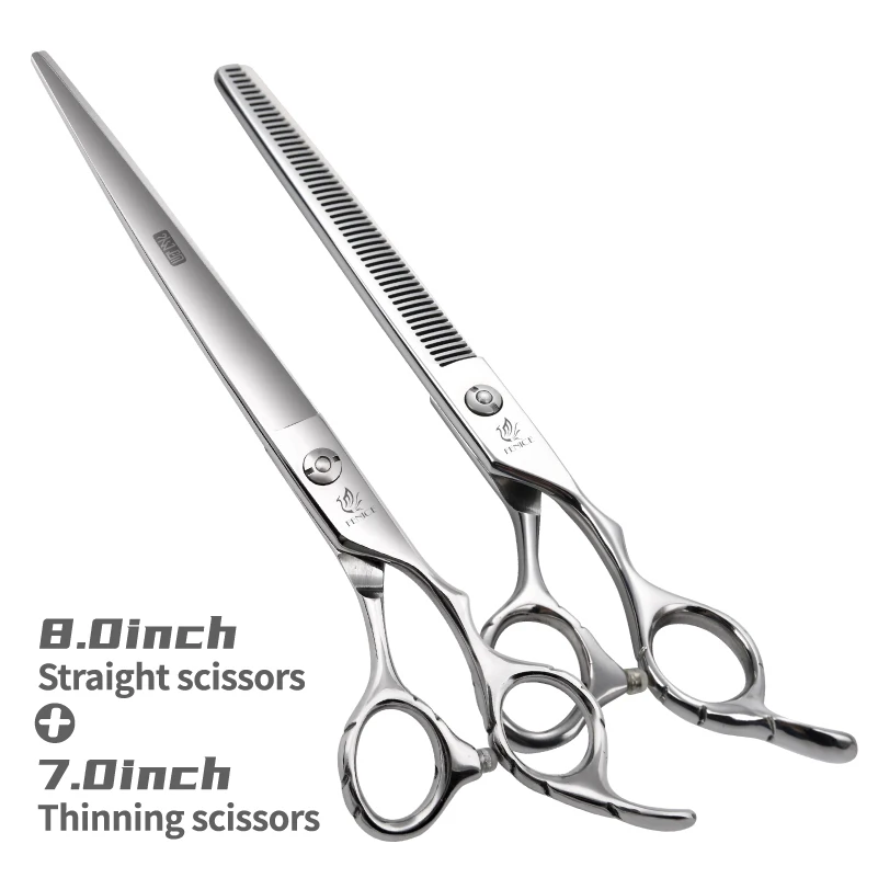 Fenice Professional 7.0/7.5/8.0/8.5/9.0 인치 대형 개 손질 가위 440C 스트레이트 커팅 전단 JP440 스테인레스 스틸
