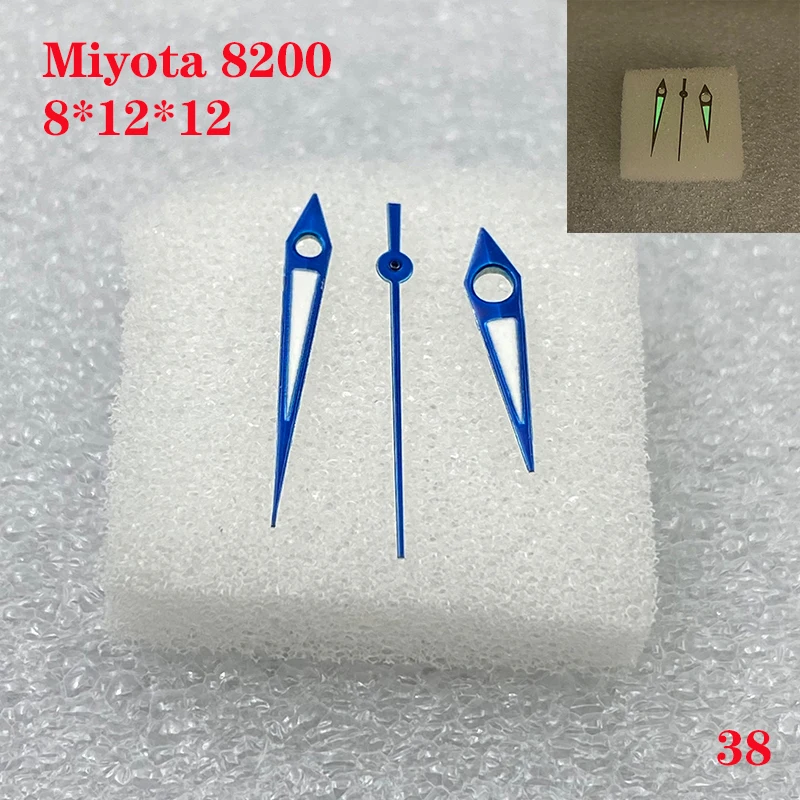Watch Accessories Watch Hands 3 Needles Miyota 8200 Movement Size 8.0mm*12.0mm*12.0mm Men's Green Luminous No.038