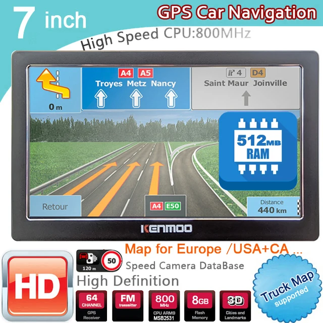 7 Inch HD GPS Portable Navigation 512M RAM 2024 Maps for Europe Russia Car TRUCK CAMPING Caravan Navigator Free Lifetime Update