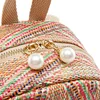 New Women Straw Backpack Rucksack Geometric Tassel Travel Bag Korean Version Girls Student Bags Casual Zipper Softback Backpack 2