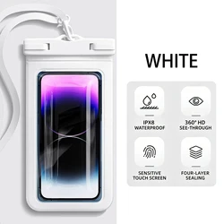 Universal Waterproof Phone Pouch with Touch - Sensitive Clear Design - PVC (WHITE)