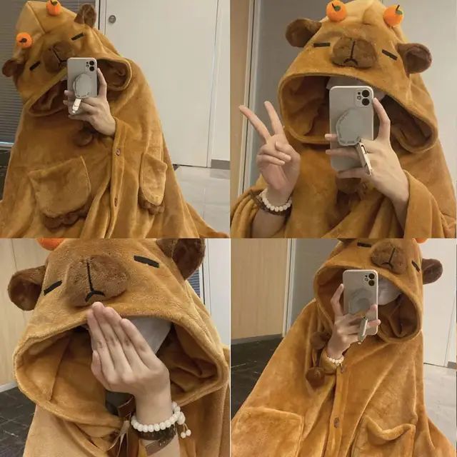 Coperta Indossabile Capybara Con Cappuccio - Morbida E Divertente Per Donne E Uomini - Foto 5