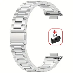 Stainless Steel Smartwatch Bracelet Strap for huawei fit 3 (Silver with tool)