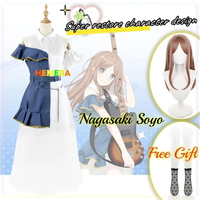 

Anime Game BanG Dream Nagasaki Soyo CRYCHIC MyGO Cosplay Costume Women Clothes And Wig Free Gift Cosplay Band Bass Player Set