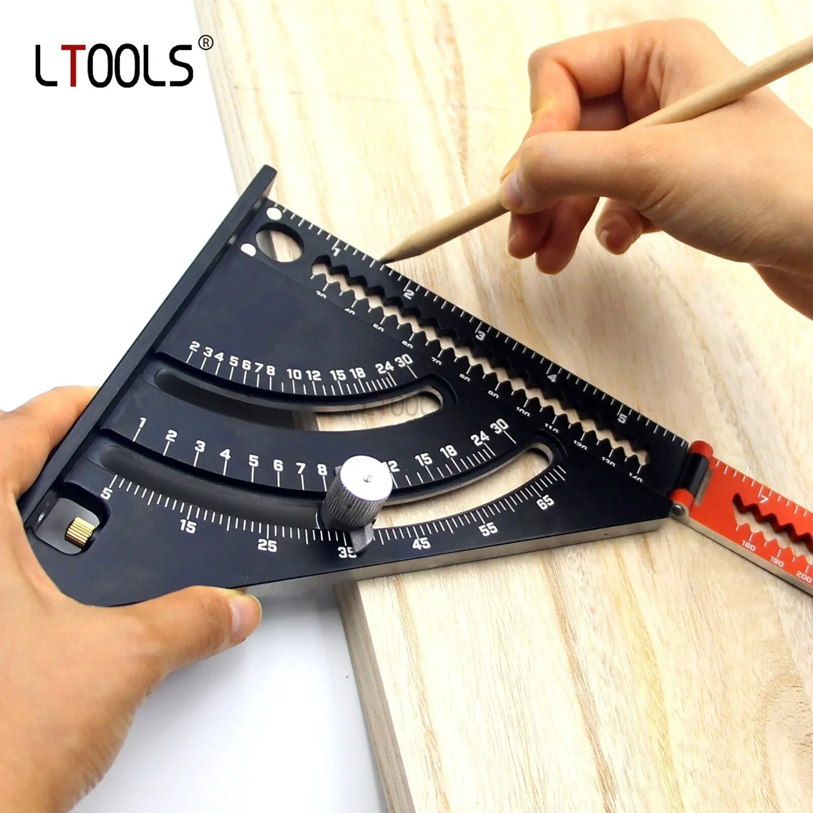 

Folding Triangle Squares Ruler Positioning Angle Woodworking Tool Aluminum Alloy 2-in-1 Extendable Layout with Base Goniometer