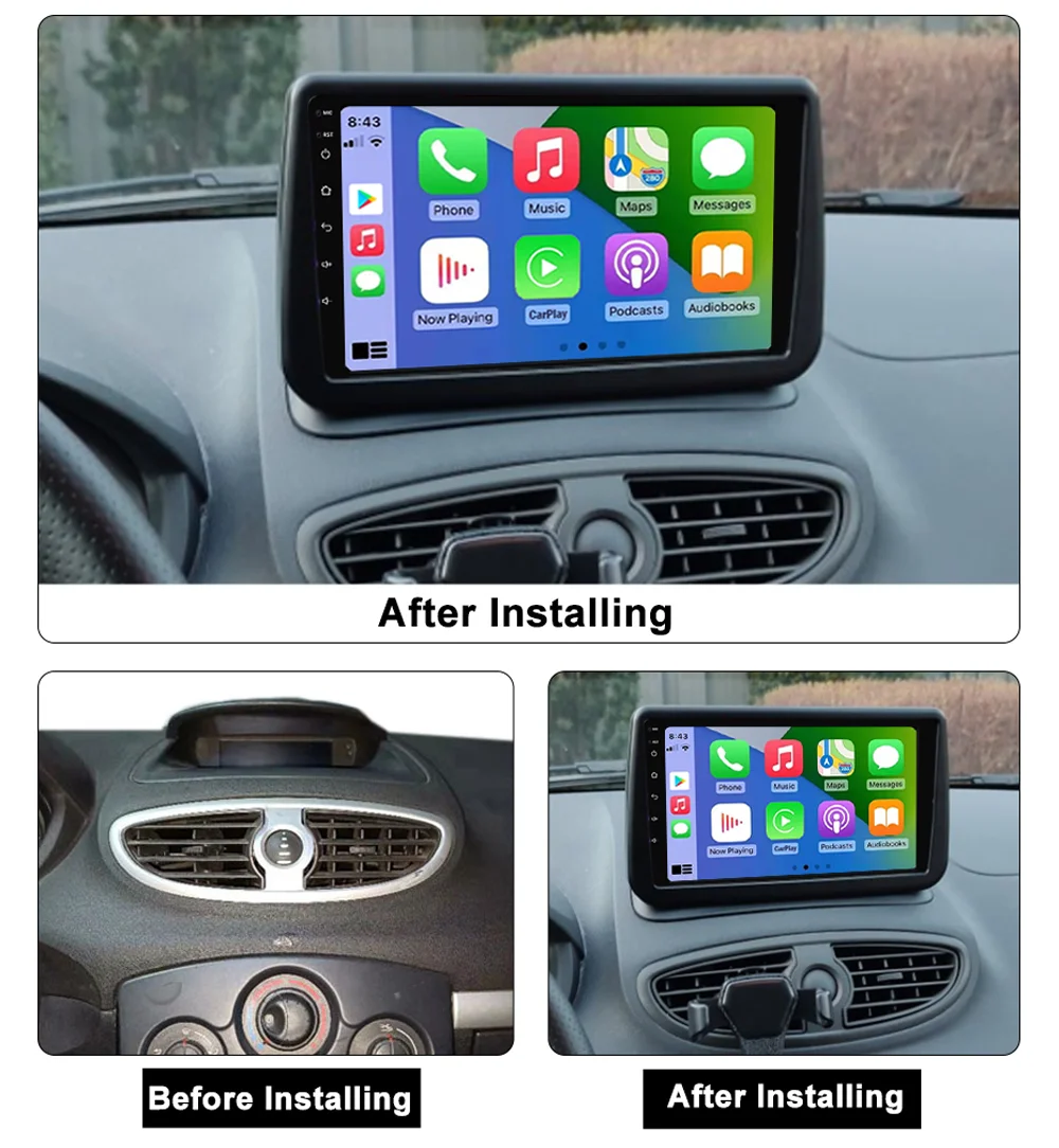 ڵ  Ƽ̵ ׺̼ GPS ī޶, ȵ̵ 13,  Ŭ 3, CLIO 3, 2005-2014, 4G , ڵ ī÷, ׷ ÷̾ DSP