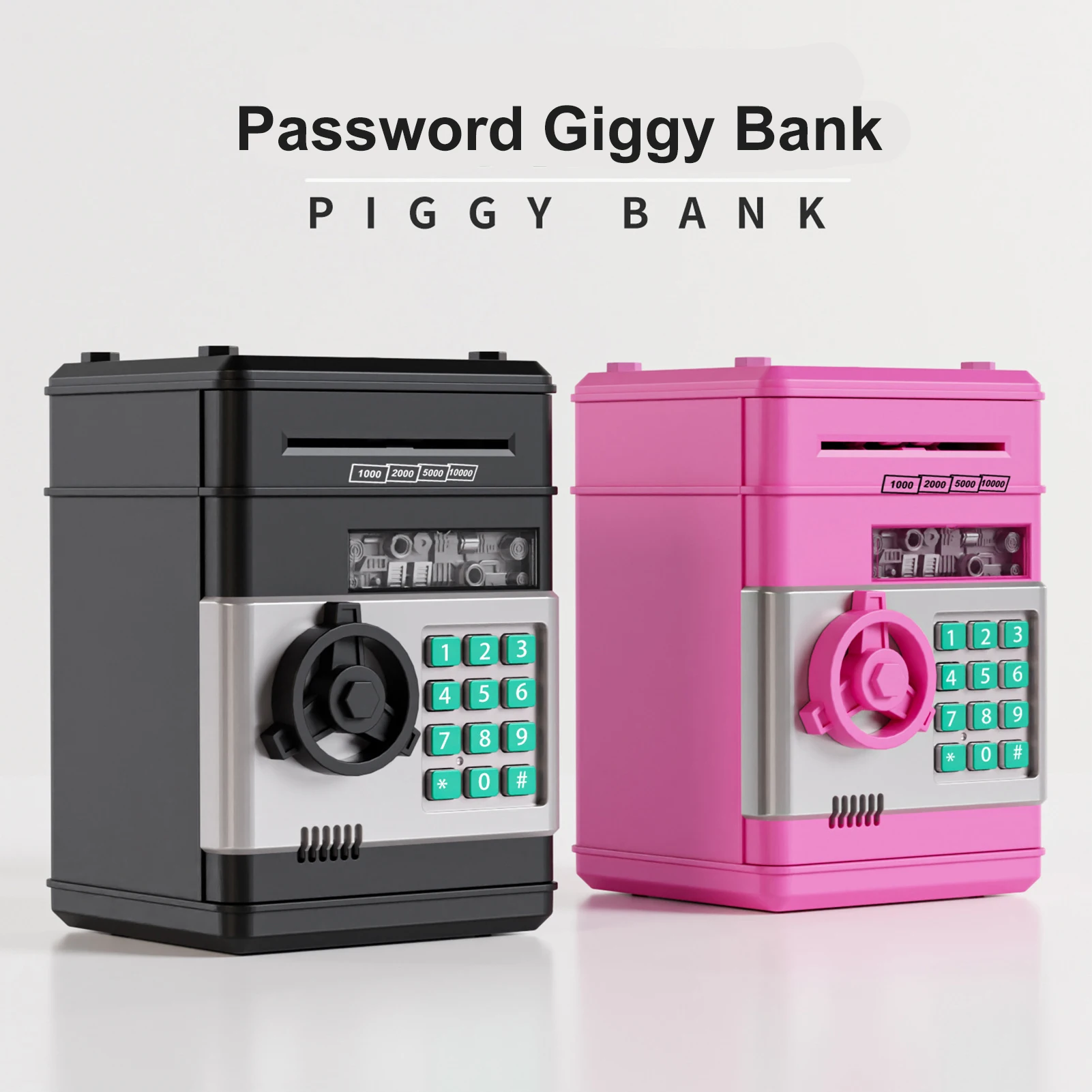 Children Money Box Password Mini Piggy Bank Children's Toy Safe Deposit Box Boys Girls New Durable Plastic Storage Container 2