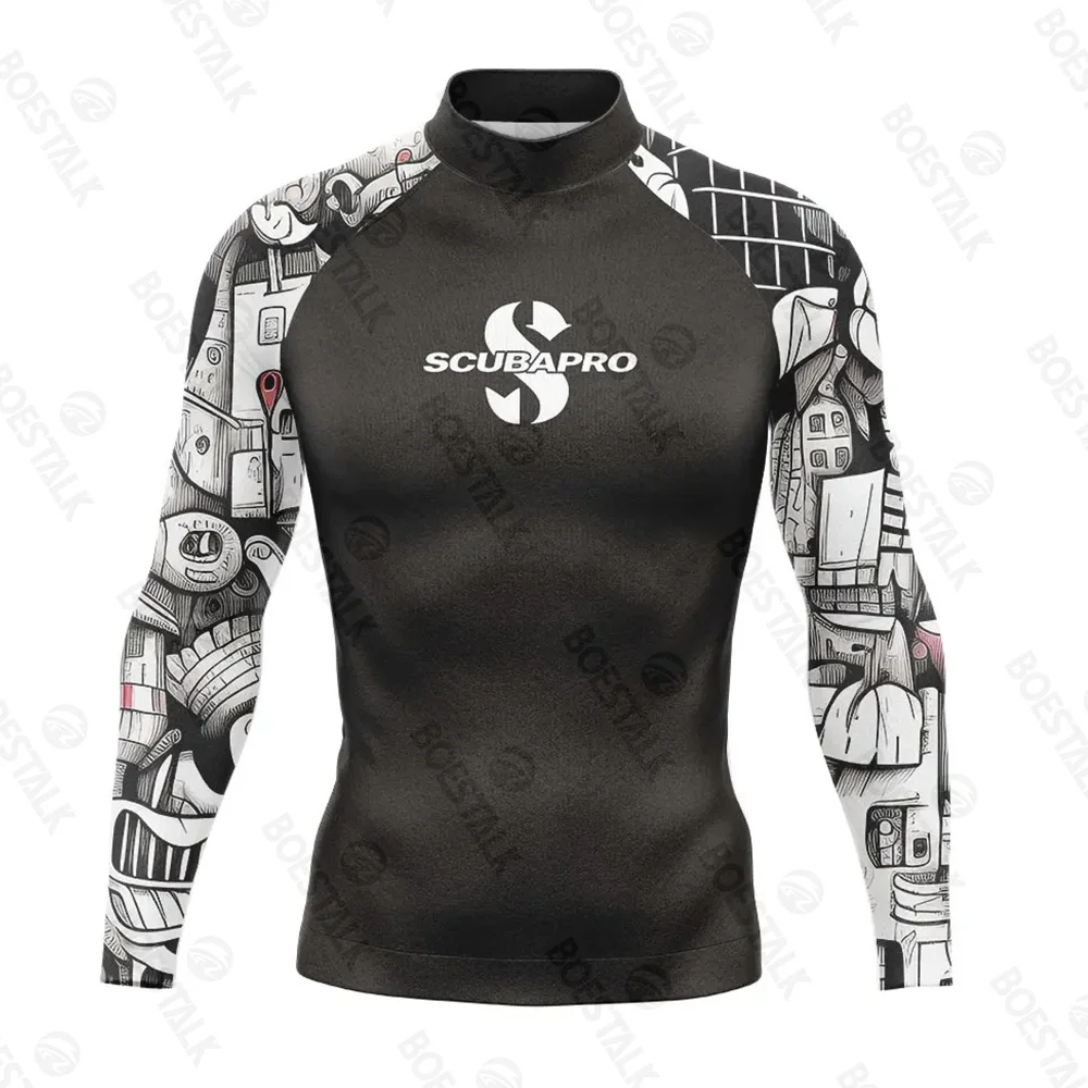 Scubapro new men's long-sleeved surf suit beach sun protectionUV protection, surfboard diving swimsuit swimming T-shirt swimsuit