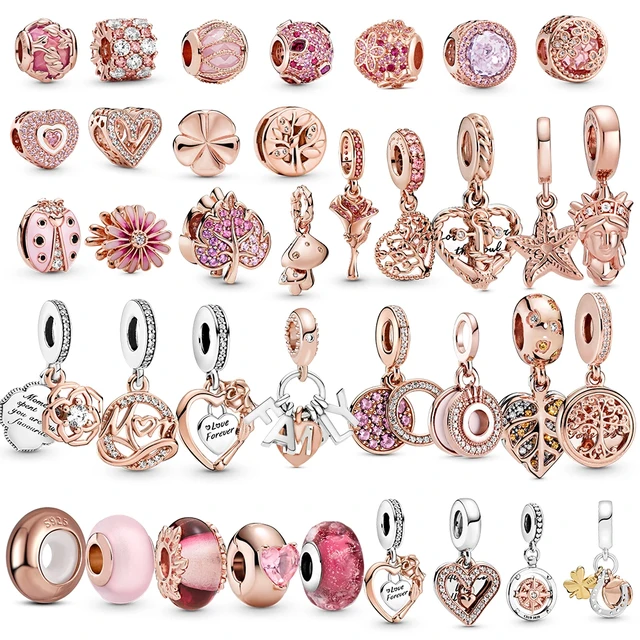 MULA Real 925 Sterling Silver Rose Gold Series Glittering Elegant Silicon Charms  Beads Fit Original Pandora Bracelet For Women - AliExpress